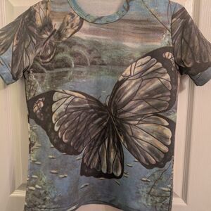 Vintage Glen Harbour 70’s Women’s Medium Butterfly Short Sleeve Top